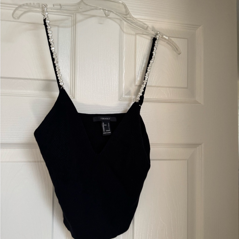 Forever 21 Black Embellished Fitted Bodysuit
